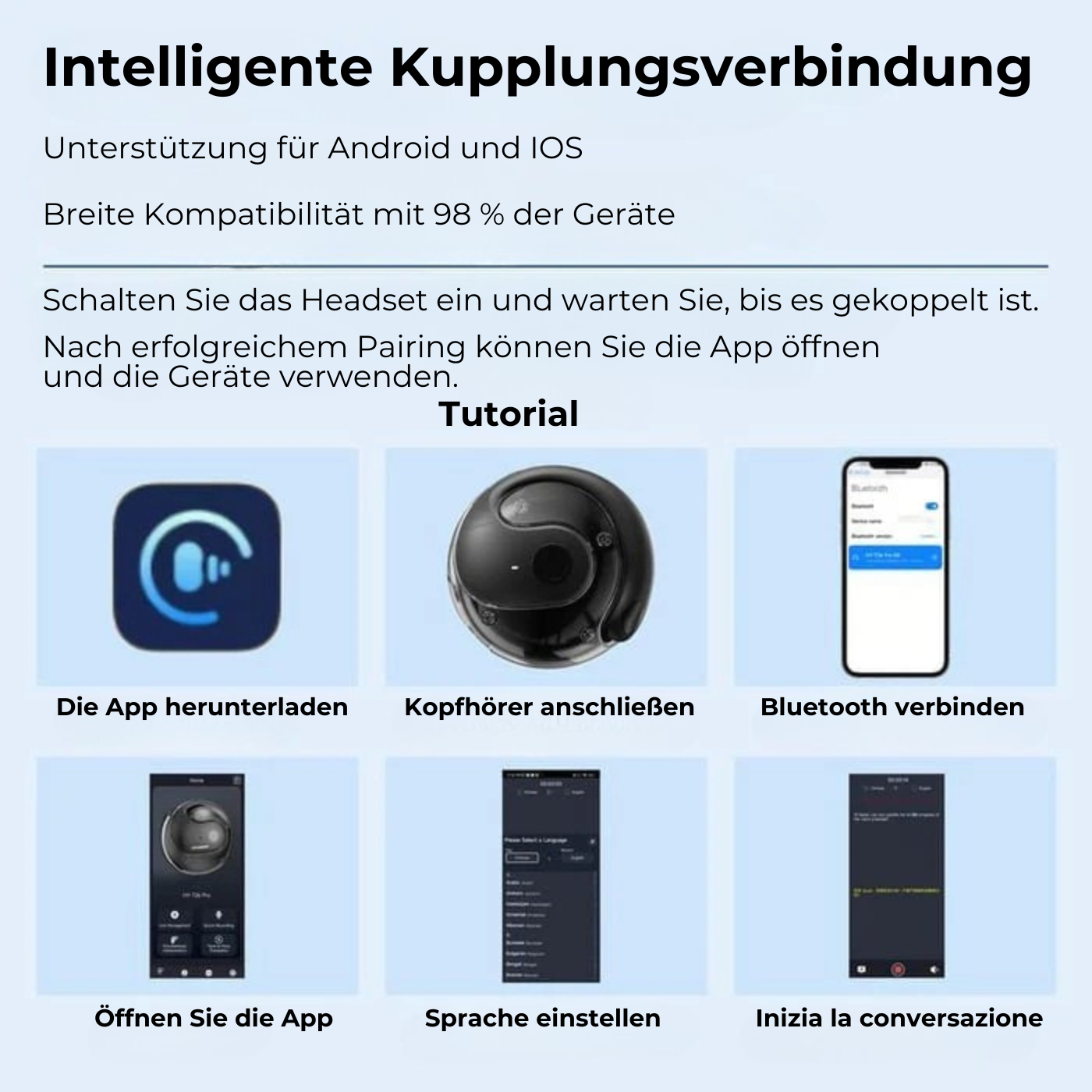 T26 Pro - Kabelloses Bluetooth-Headset, KI-Übersetzung