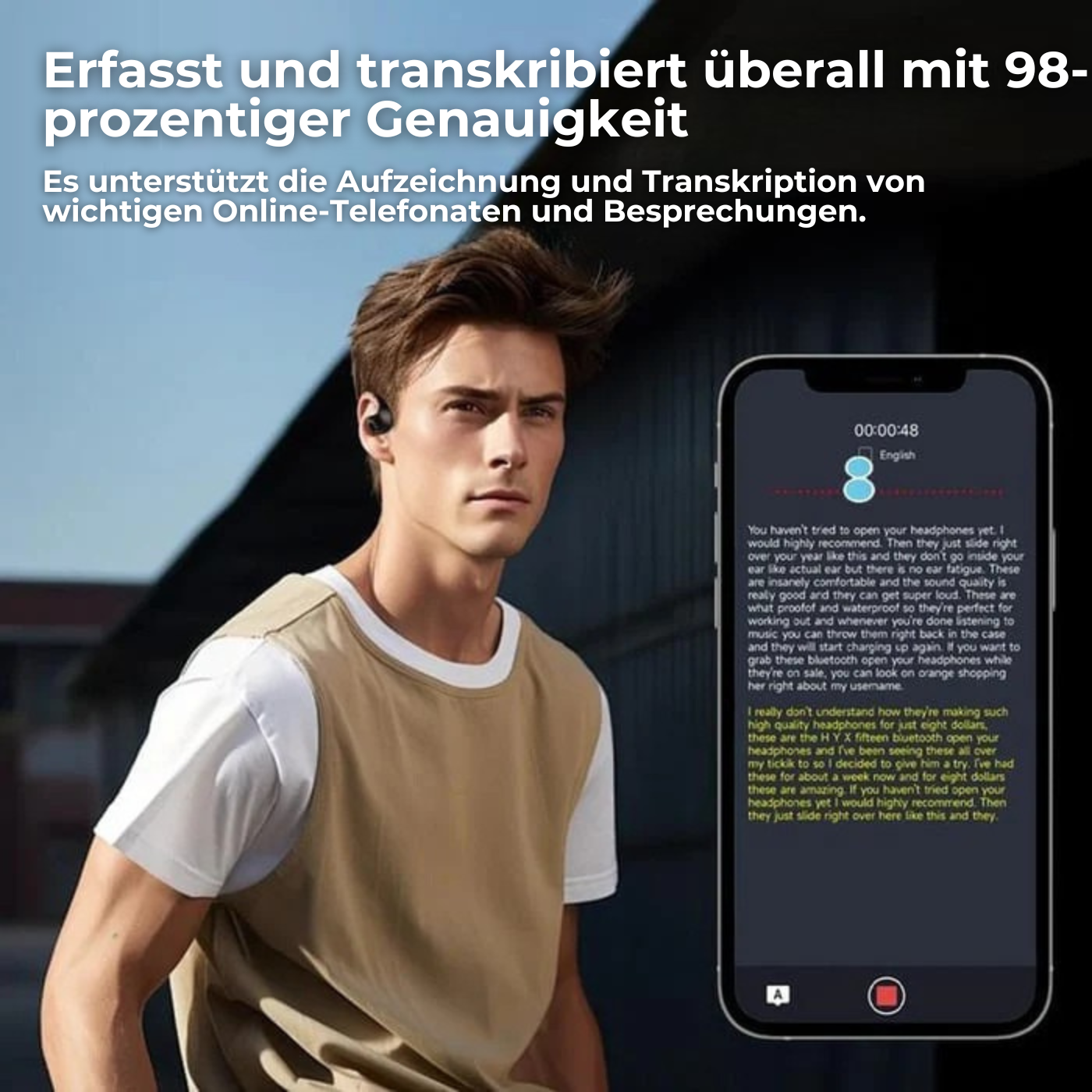 T26 Pro - Kabelloses Bluetooth-Headset, KI-Übersetzung